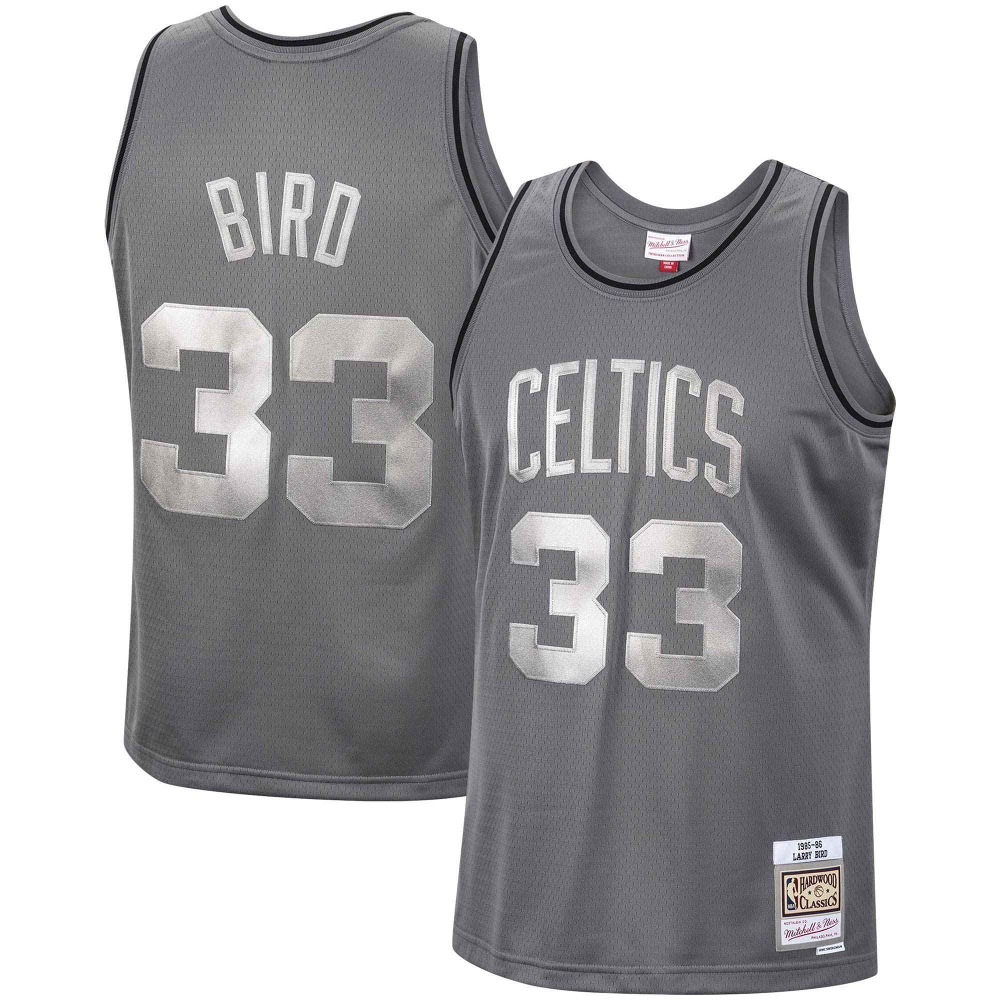 Larry Bird Boston Celtics Mitchell & Ness Hardwood Classics Retired Player 1985/86 Metal Works Swingman Jersey – Charcoal - JS398 