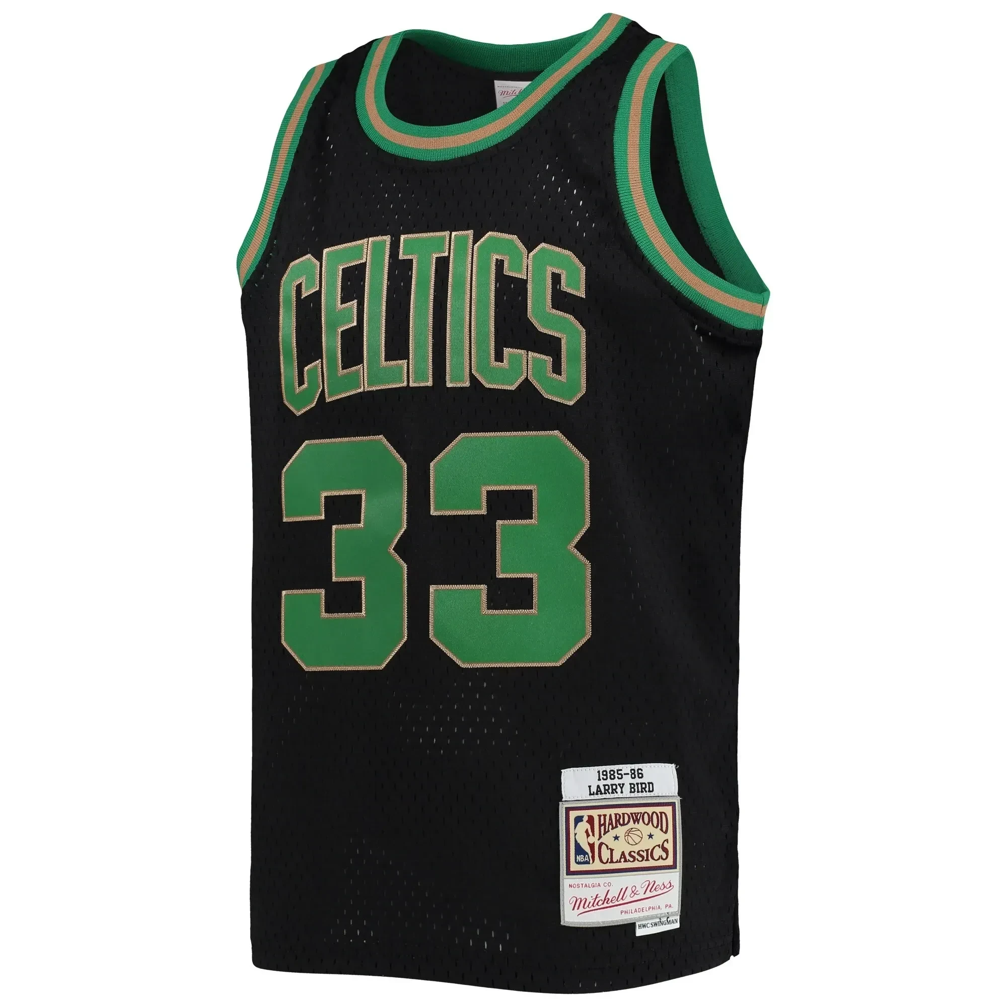 Alternative view of Larry Bird Boston Celtics Mitchell & Ness Youth 1985-86 Hardwood Classics Reload Jersey – Black - JS332 