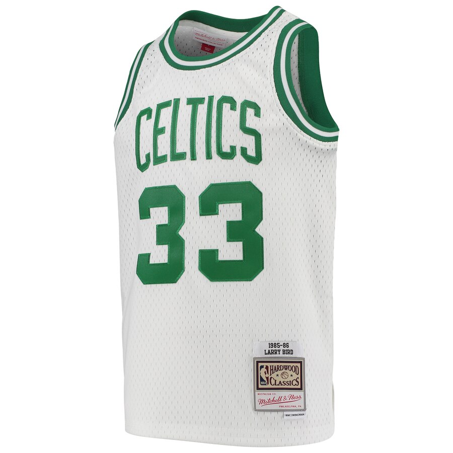 Alternative view of Larry Bird Boston Celtics Mitchell & Ness Youth 1985-86 Hardwood Classics Swingman Throwback Jersey – White