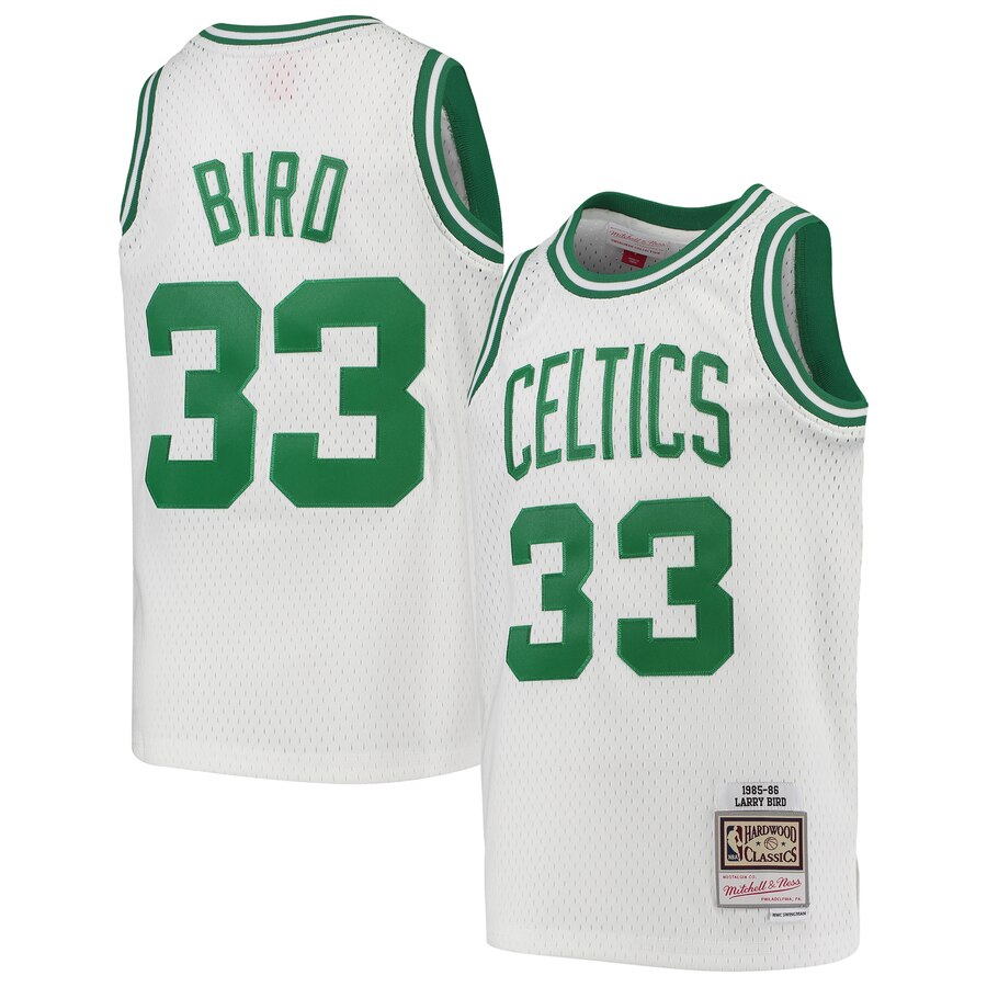 Larry Bird Boston Celtics Mitchell & Ness Youth 1985-86 Hardwood Classics Swingman Throwback Jersey – White