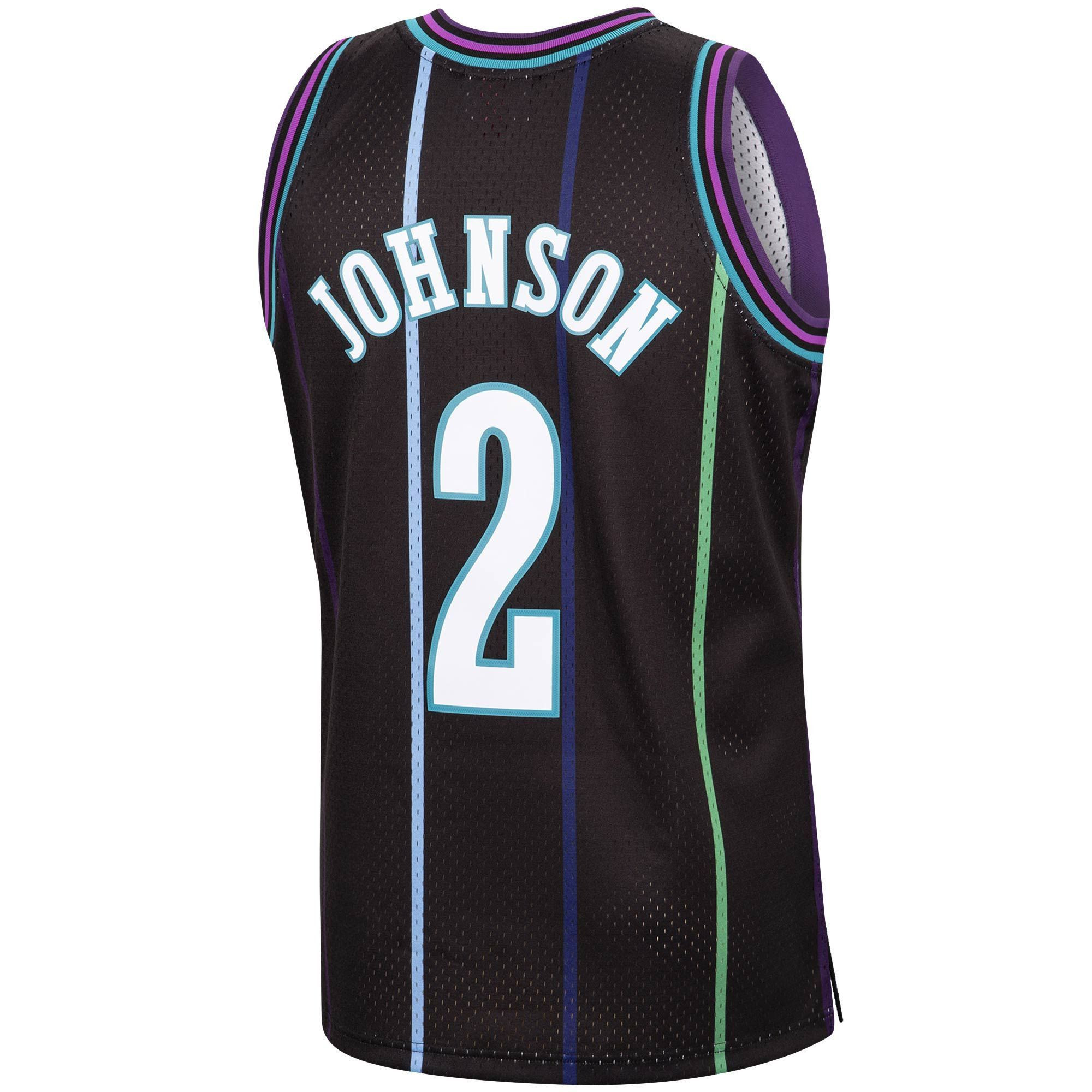 Alternative view of Larry Johnson Charlotte Hornets Mitchell & Ness 1992-93 Hardwood Classics Reload Swingman Jersey - Black - JS254 