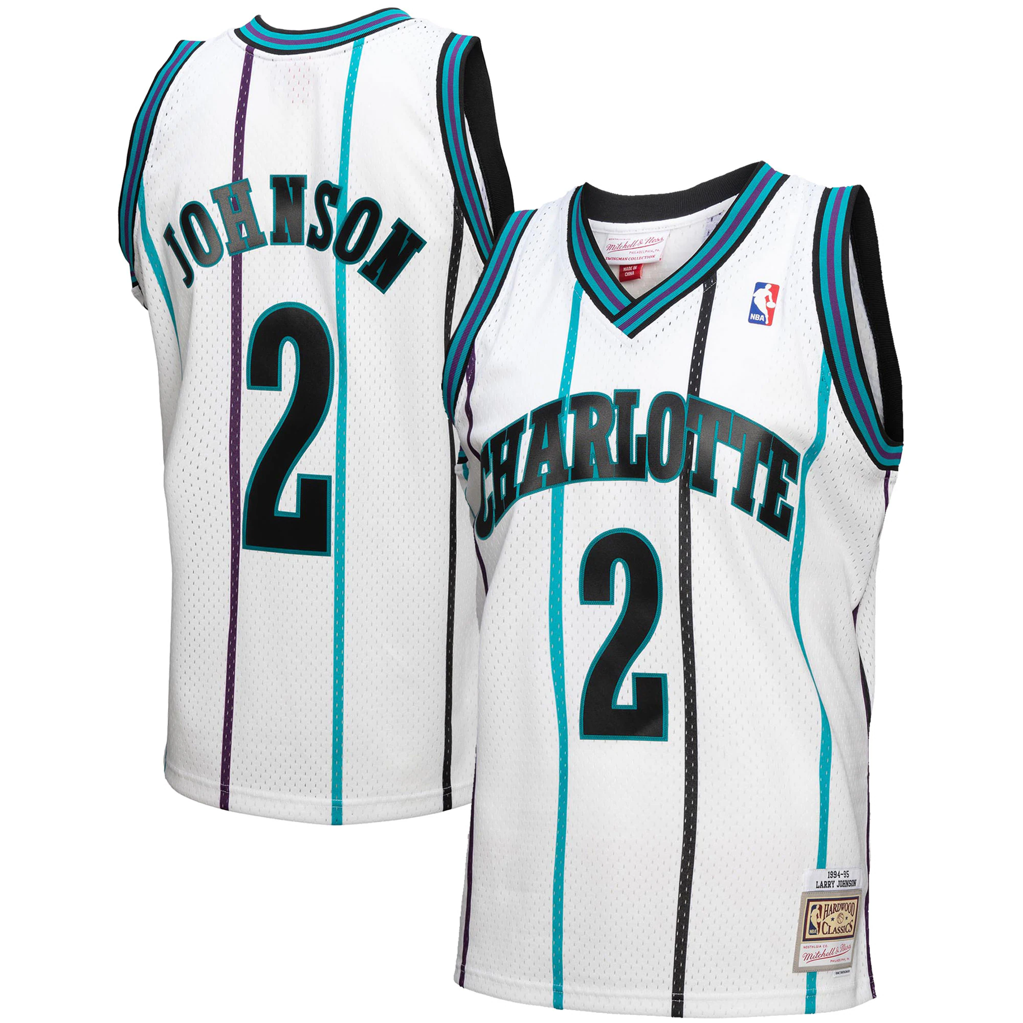 Alternative view of Larry Johnson Charlotte Hornets Mitchell & Ness 1994-95 Hardwood Classics Reload 3.0 Swingman Jersey – White