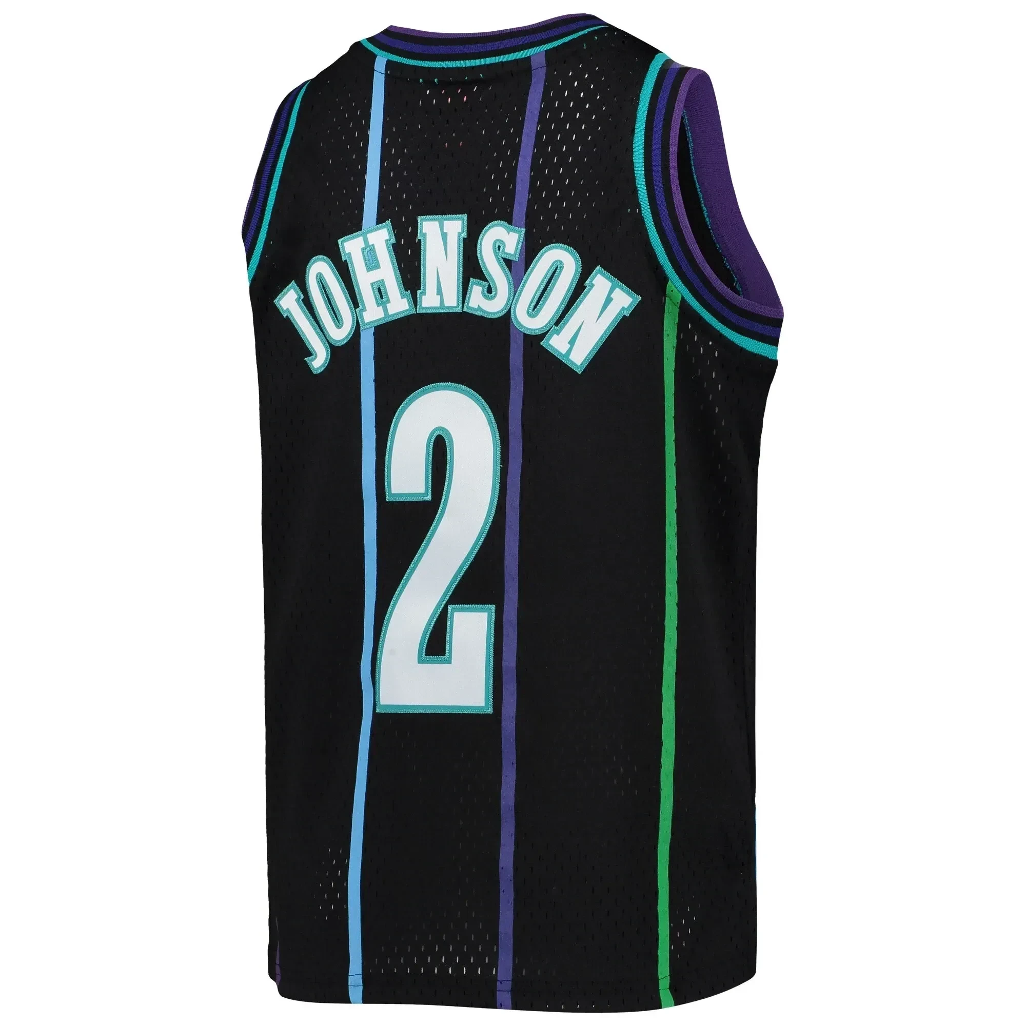 Alternative view of Larry Johnson Charlotte Hornets Mitchell & Ness Youth 1992-93 Hardwood Classics Reload Jersey – Black - JS535 