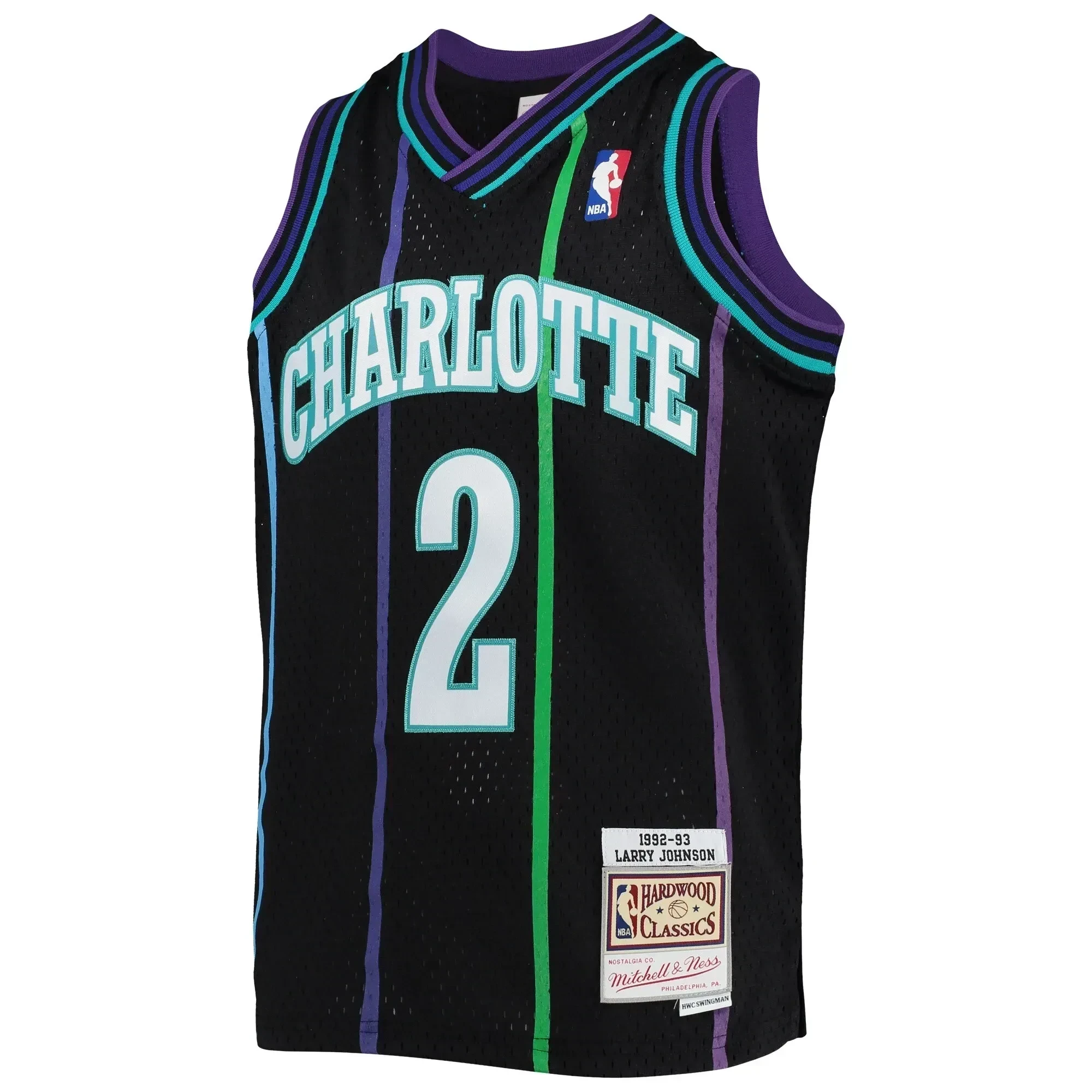 Larry Johnson Charlotte Hornets Mitchell & Ness Youth 1992-93 Hardwood Classics Reload Jersey – Black - JS535 