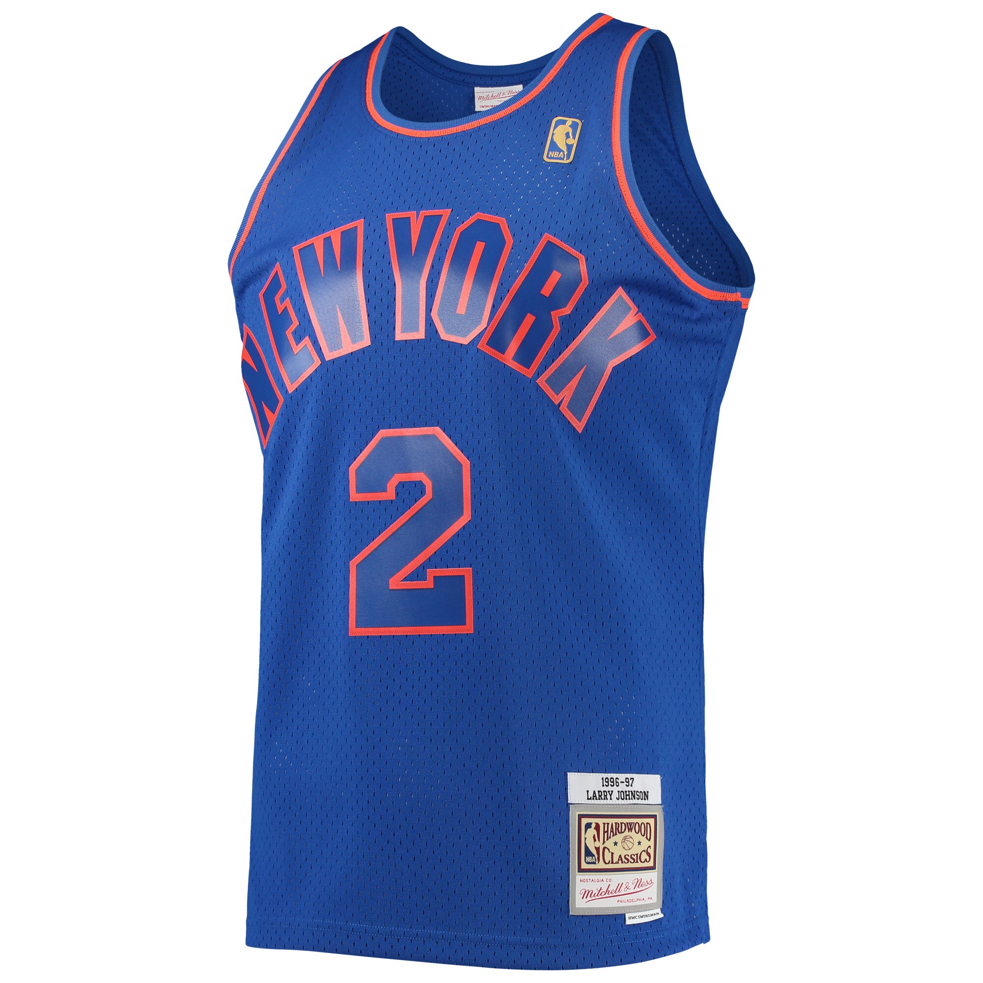 Alternative view of Larry Johnson New York Knicks Mitchell & Ness 1996/97 Hardwood Classics Swingman Jersey - Blue
