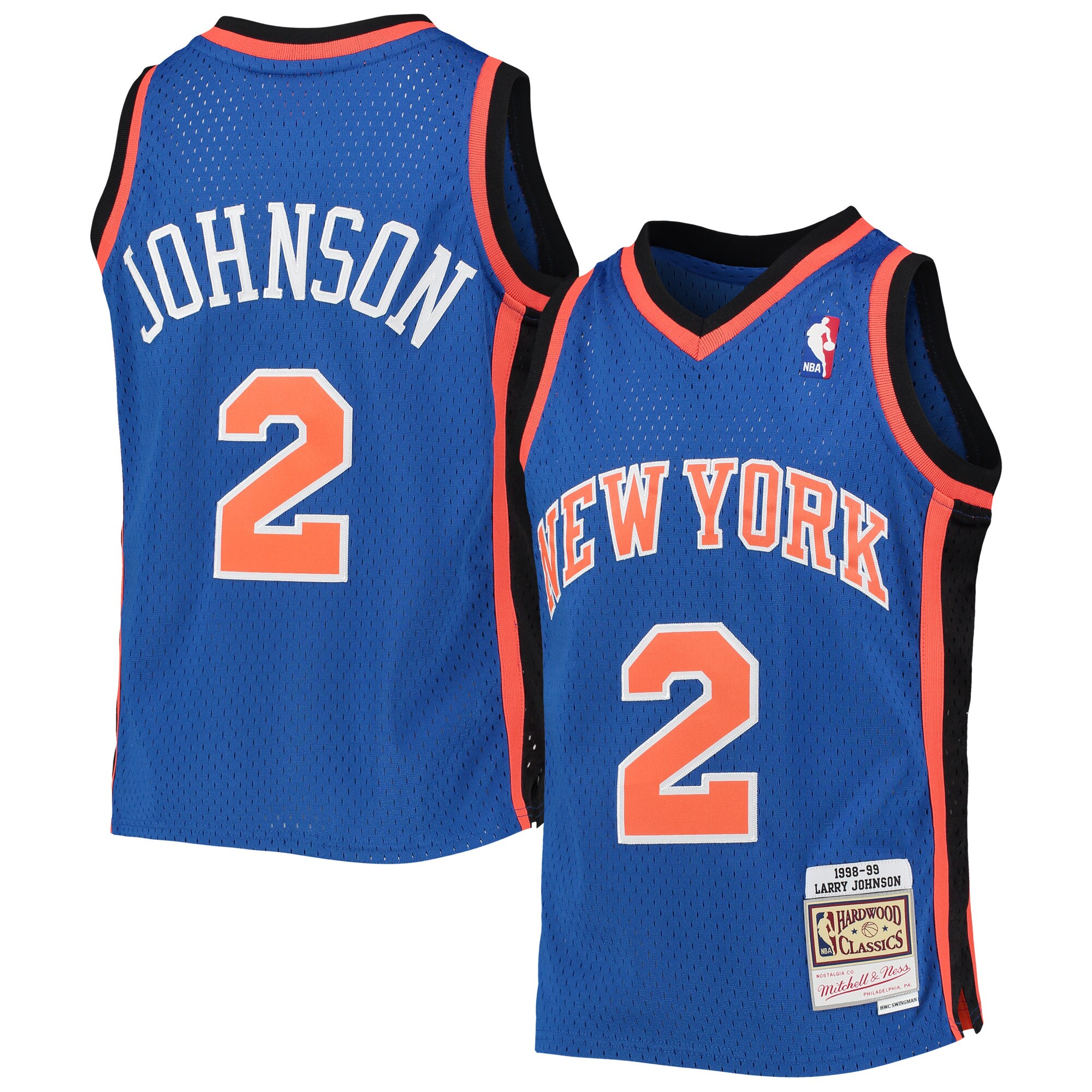 Alternative view of Larry Johnson New York Knicks Mitchell & Ness Youth 1998/99 Hardwood Classics Swingman Jersey - Blue