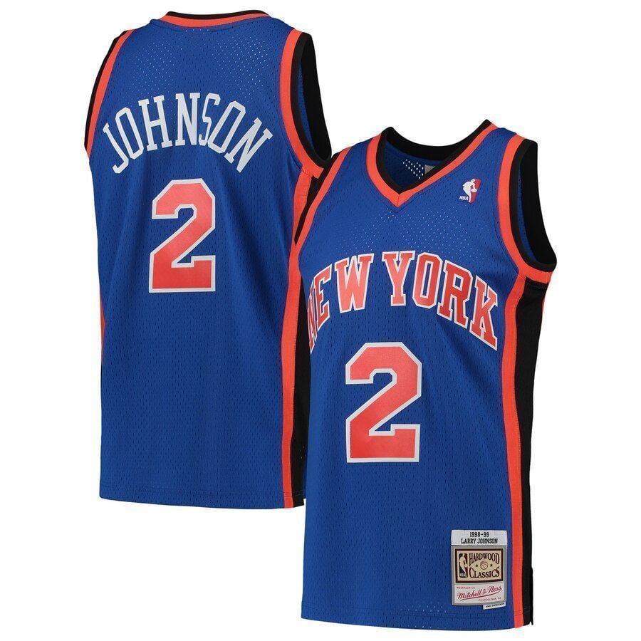 Larry Johnson New York Knicks Mitchell & Ness Hardwood Classics 1998-99 Swingman Jersey - Blue - JS239 