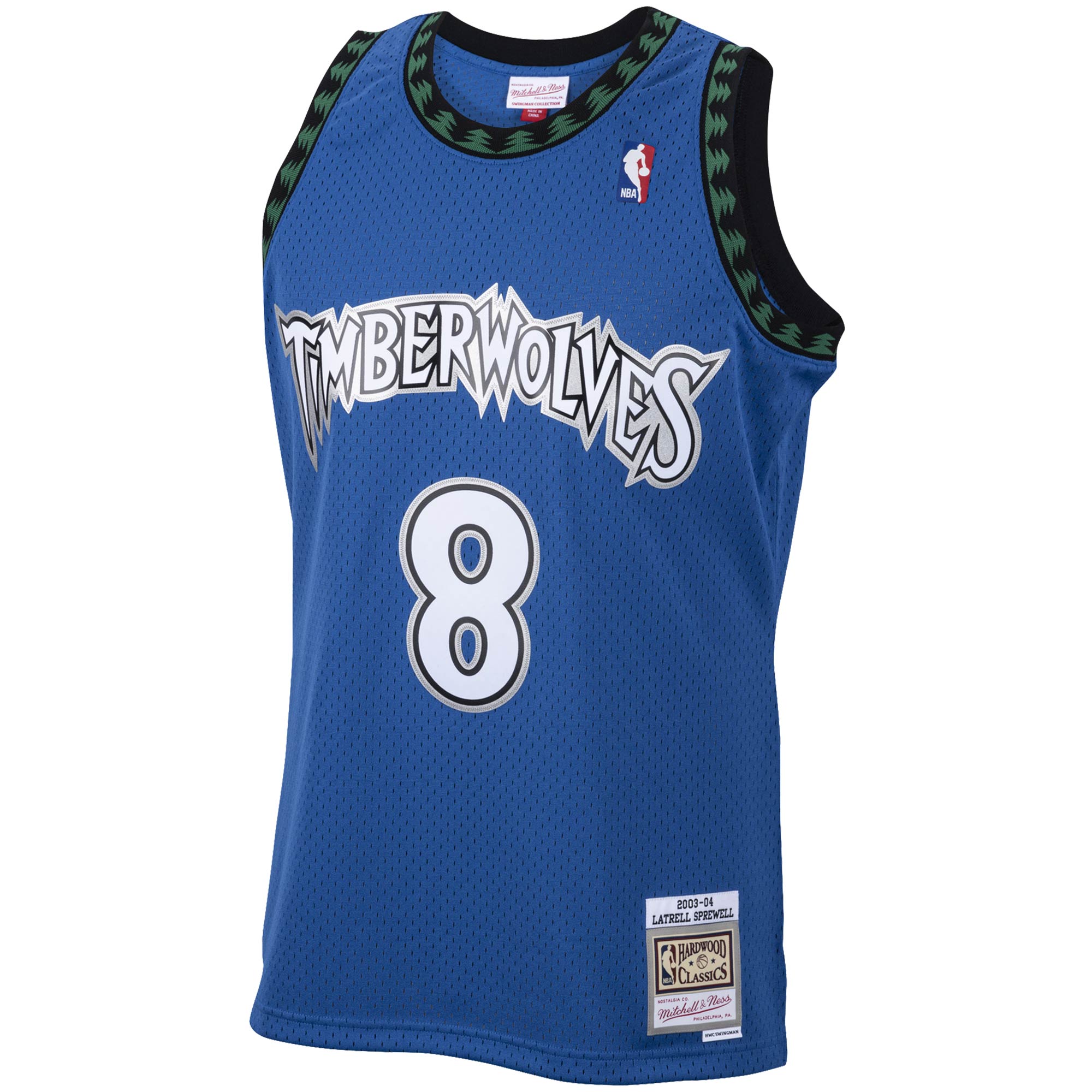 Alternative view of Latrell Sprewell Minnesota Timberwolves Mitchell & Ness 2001/02 Hardwood Classics Swingman Jersey - Blue