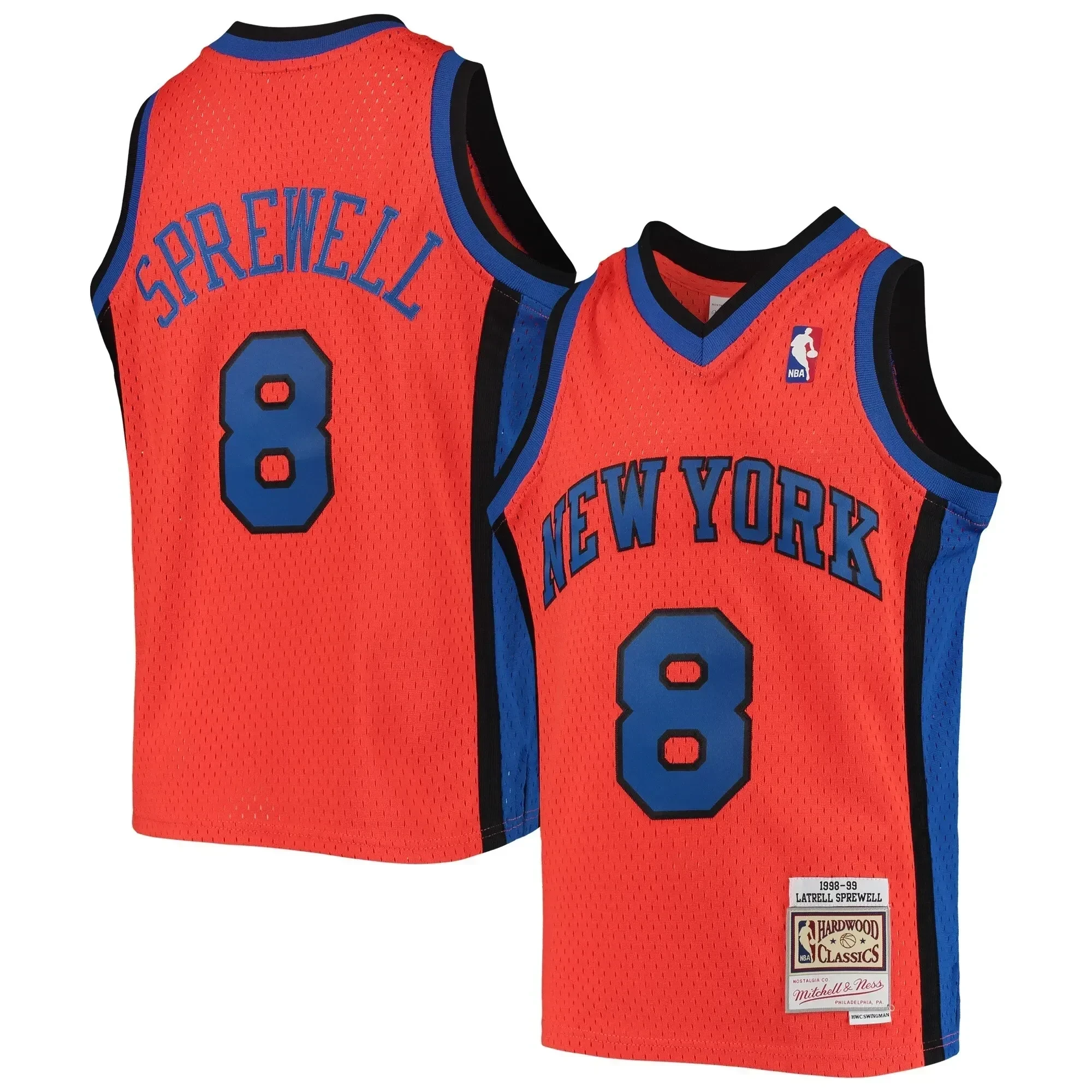 Latrell Sprewell New York Knicks Mitchell & Ness 1998-99 Hardwood Classics Reload Jersey – Orange - JS250 