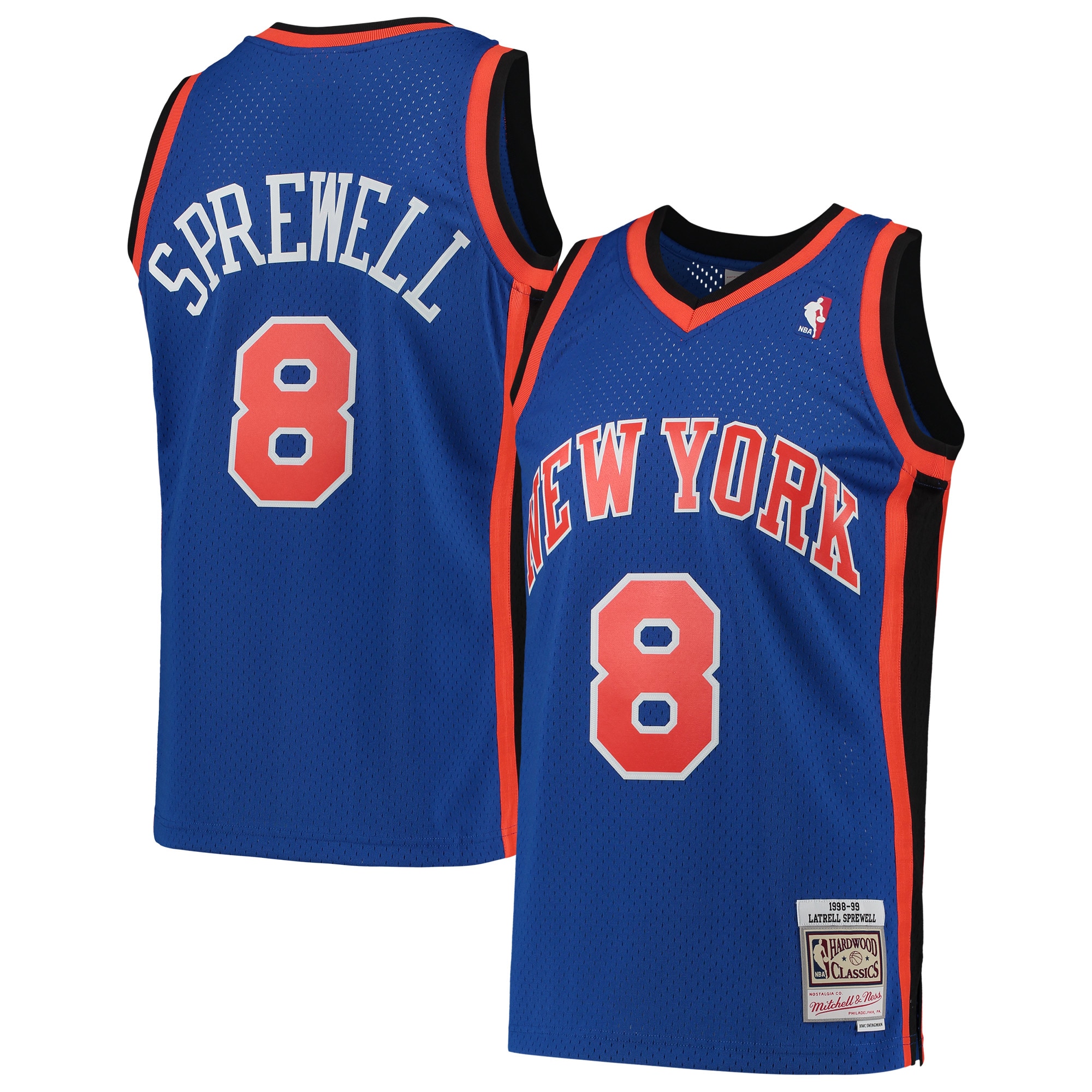 Alternative view of Latrell Sprewell New York Knicks Mitchell & Ness Hardwood Classics 1998-99 Swingman Jersey - Blue