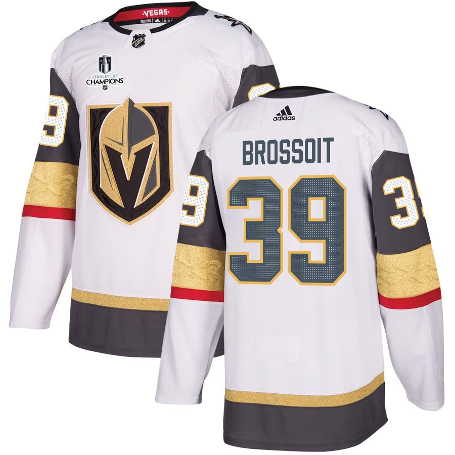 Laurent Brossoit 39 Vegas Golden Knights Stanley Cup 2023 Champions Patch Away Breakaway Men Jersey - White - JS118 