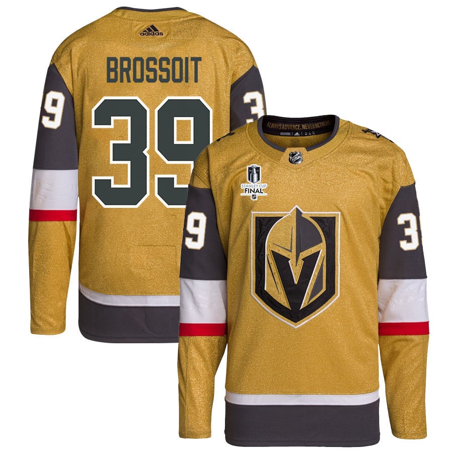 Laurent Brossoit 39 Vegas Golden Knights Stanley Cup 2023 Final Patch Home Breakaway Men Jersey - Gold - JS805 
