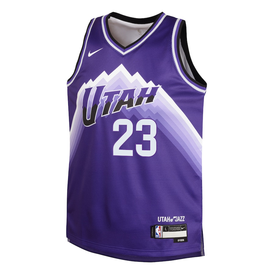 Alternative view of Lauri Markkanen 23 Utah Jazz 2023/24 City Edition Swingman YOUTH Jersey - Purple - JS390 