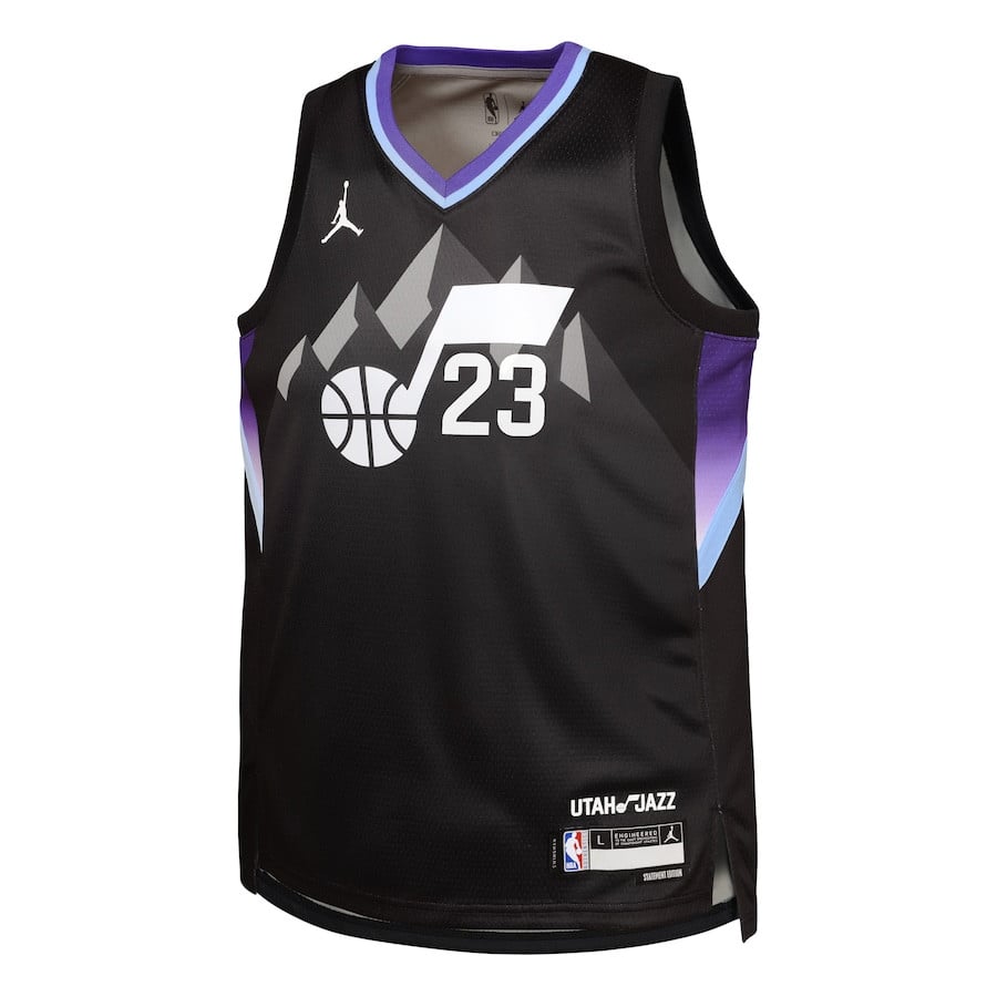 Alternative view of Lauri Markkanen 23 Utah Jazz 2024/25 YOUTH Swingman Jersey - Statement Edition - Black - JS417 