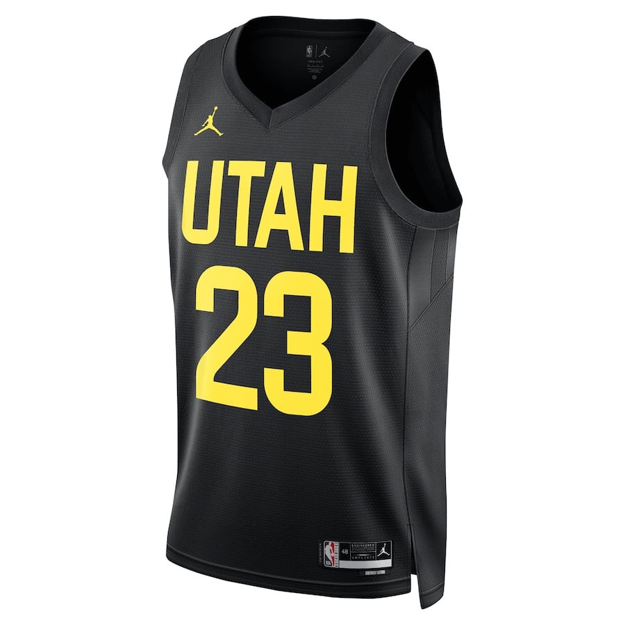 Alternative view of Lauri Markkanen 23 Utah Jazz Unisex Swingman Player Jersey - Statement Edition - Black - JS465 