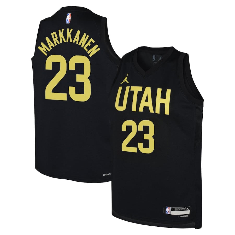 Lauri Markkanen 23 Utah Jazz Youth Swingman Player Jersey - Statement Edition - Black - JS745 