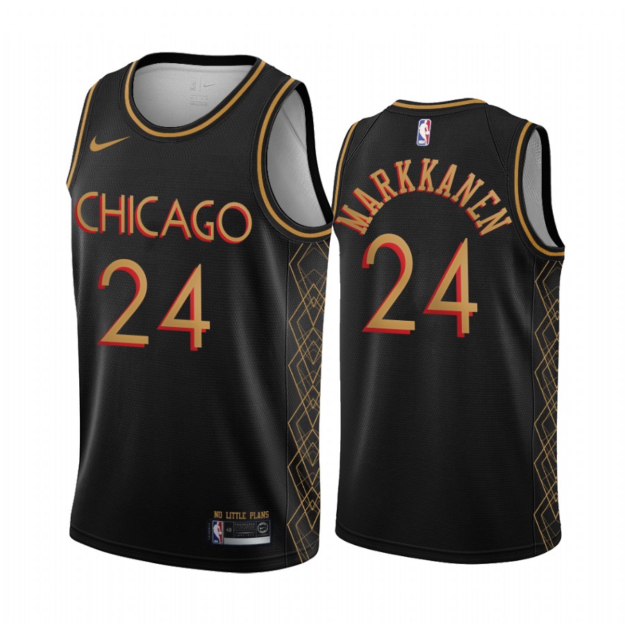 Lauri Markkanen Chicago Bulls Black Motor City Edition No Little Plans 2020-21 Jersey
