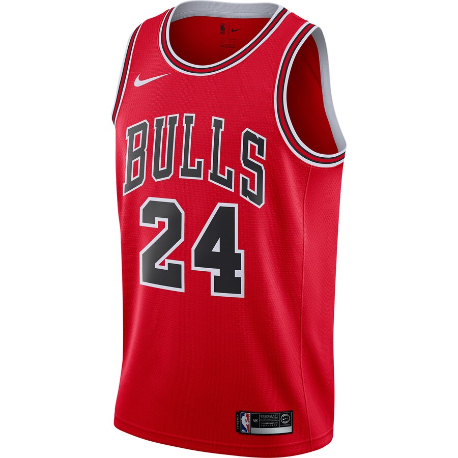 Alternative view of Lauri Markkanen Chicago Bulls Replica Swingman Jersey - Icon Edition - Red