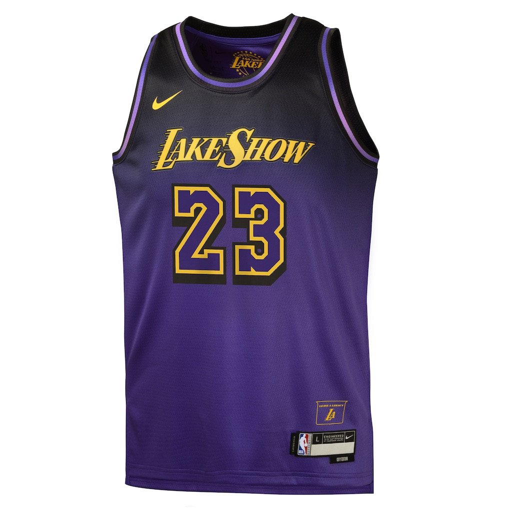 Alternative view of LeBron James 23 Los Angeles Lakers 2024/25 Swingman Player YOUTH Jersey - City Edition - Purple - JS653 