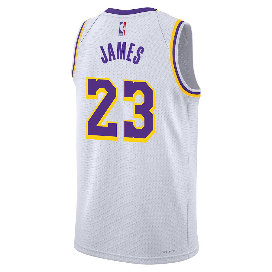 Alternative view of Lebron James 23 Los Angeles Lakers Association Edition Swingman Men Jersey - White - JS584 