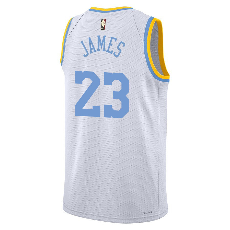 Alternative view of Lebron James 23 Los Angeles Lakers Classic Edition Swingman Men Jersey - White - JS615 