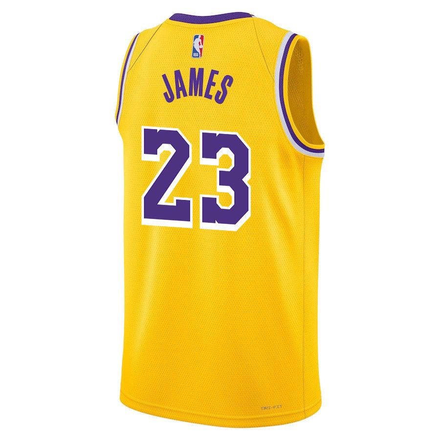Alternative view of Lebron James 23 Los Angeles Lakers Icon Edition Swingman Men Jersey - Gold - JS976 