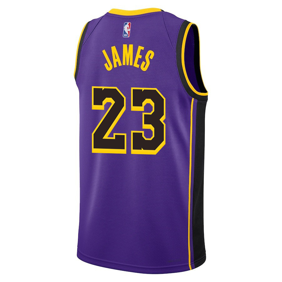 Alternative view of Lebron James 23 Los Angeles Lakers Statement Edition Swingman Men Jersey - Purple - JS812 