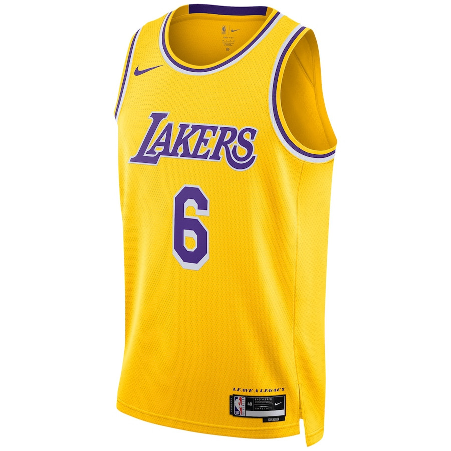 Alternative view of Lebron James 6 Los Angeles Lakers Unisex Swingman Jersey - Icon Edition - Gold - JS691 