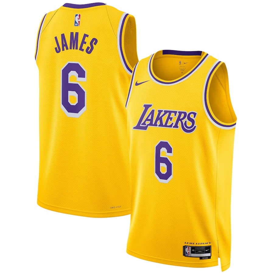 Lebron James 6 Los Angeles Lakers Unisex Swingman Jersey - Icon Edition - Gold - JS691 