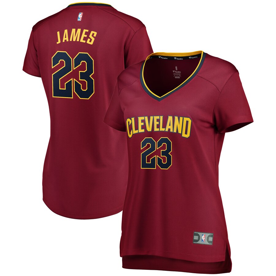 Lebron James Cleveland Cavaliers Fanatics Branded Women's Fast Break Iconic Edition Jersey - Wine