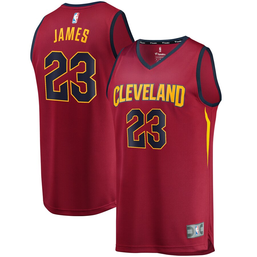 Alternative view of Lebron James Cleveland Cavaliers Fanatics Branded Youth Fast Break Replica Jersey Maroon - Icon Edition