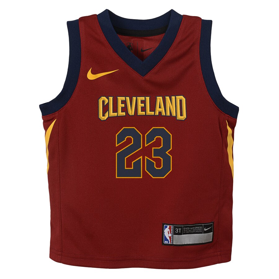 Alternative view of Lebron James Cleveland Cavaliers Toddler Replica Jersey Maroon - Icon Edition