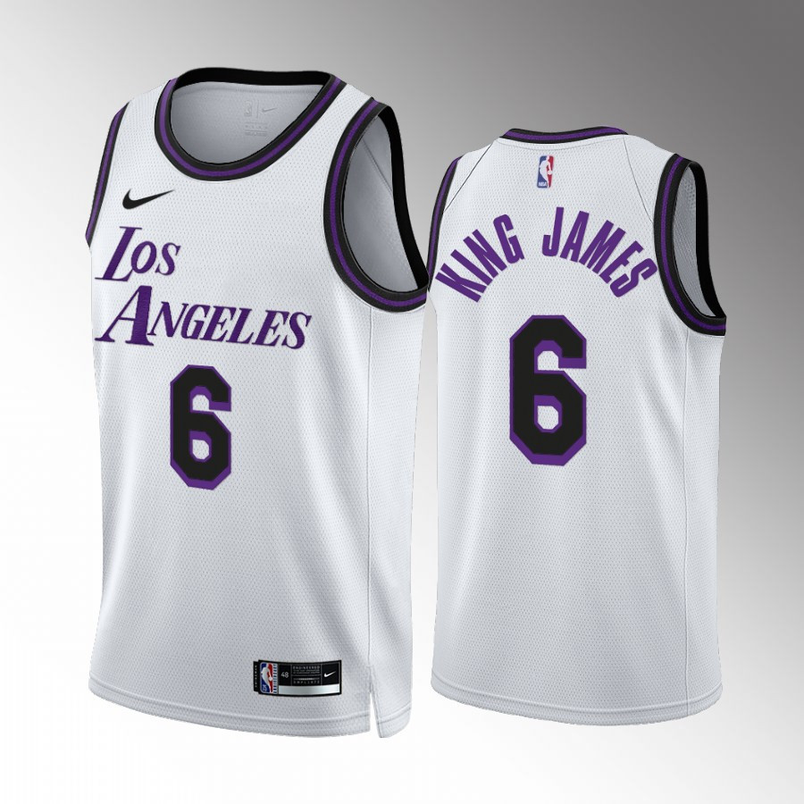LeBron James King James 6 Los Angeles Lakers White Jersey City - JS588 