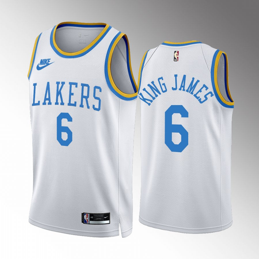 LeBron James King James 6 Los Angeles Lakers White Jersey Classic - JS655 