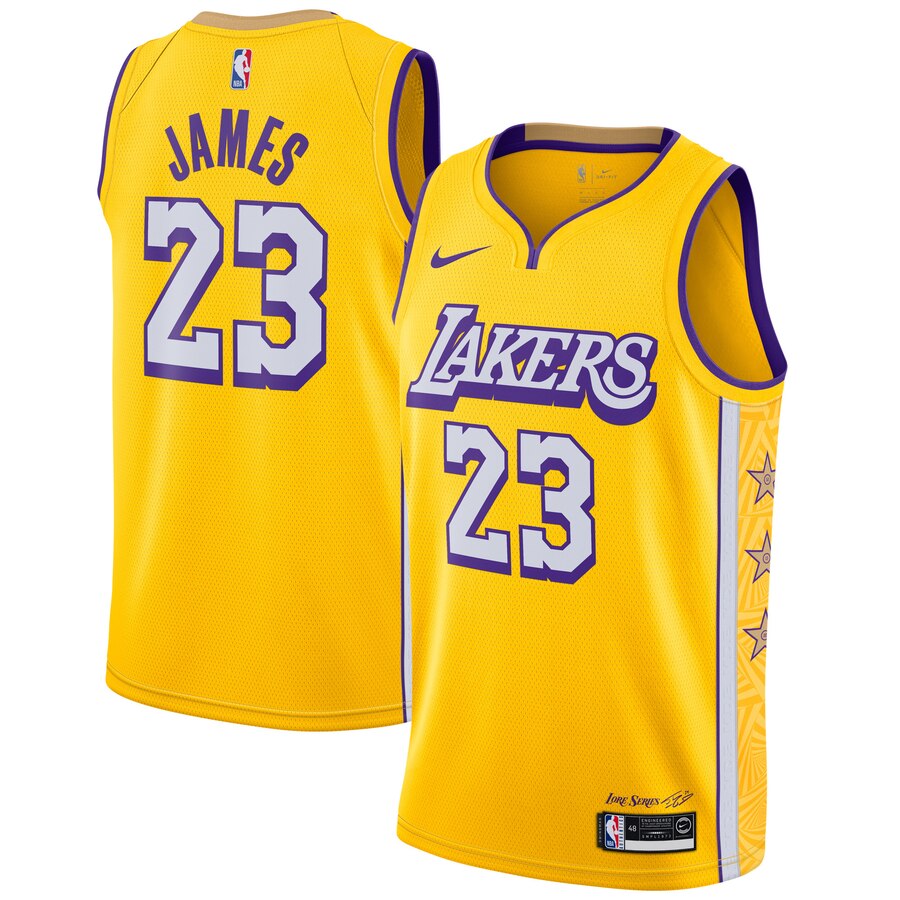 Lebron James Los Angeles Lakers 2019/20 Finished Swingman Jersey Yellow - City Edition