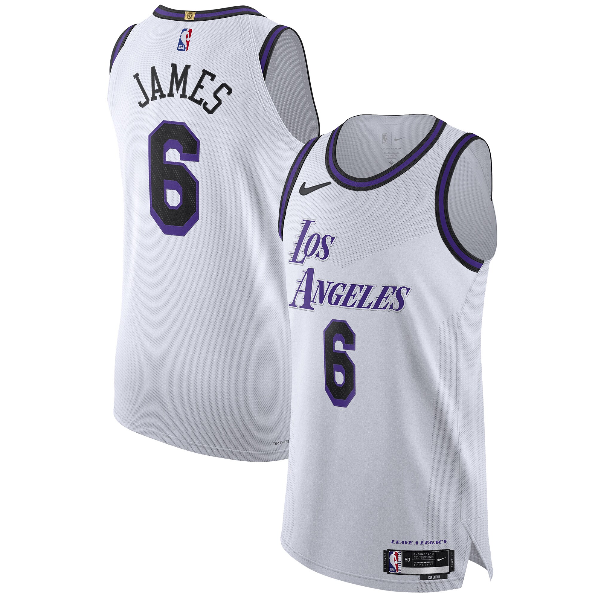 Alternative view of Lebron James Los Angeles Lakers 2022/23 Authentic Jersey - City Edition - White