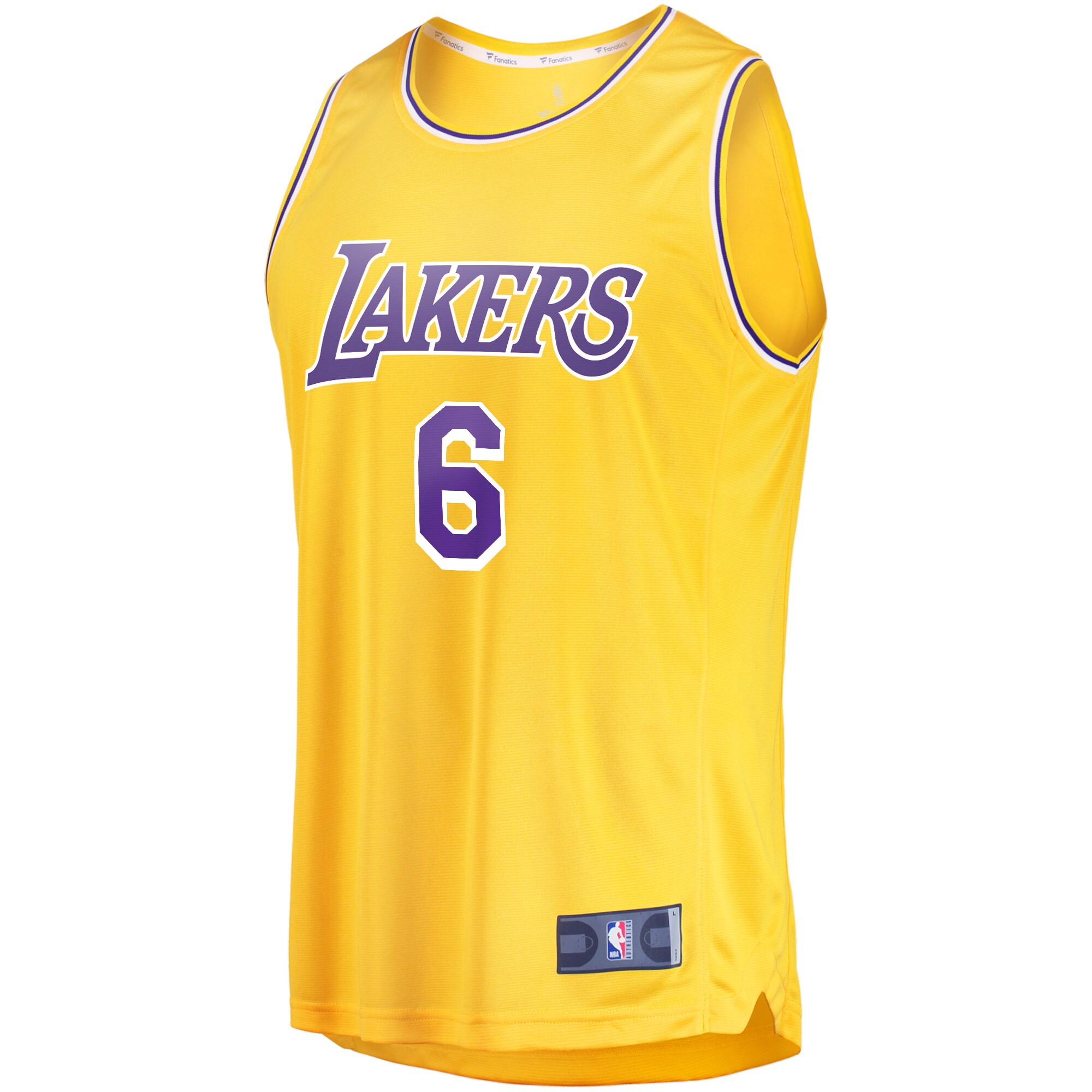 Alternative view of Lebron James Los Angeles Lakers Fanatics #6 Fast Break Replica Player Jersey Gold - Icon Edition