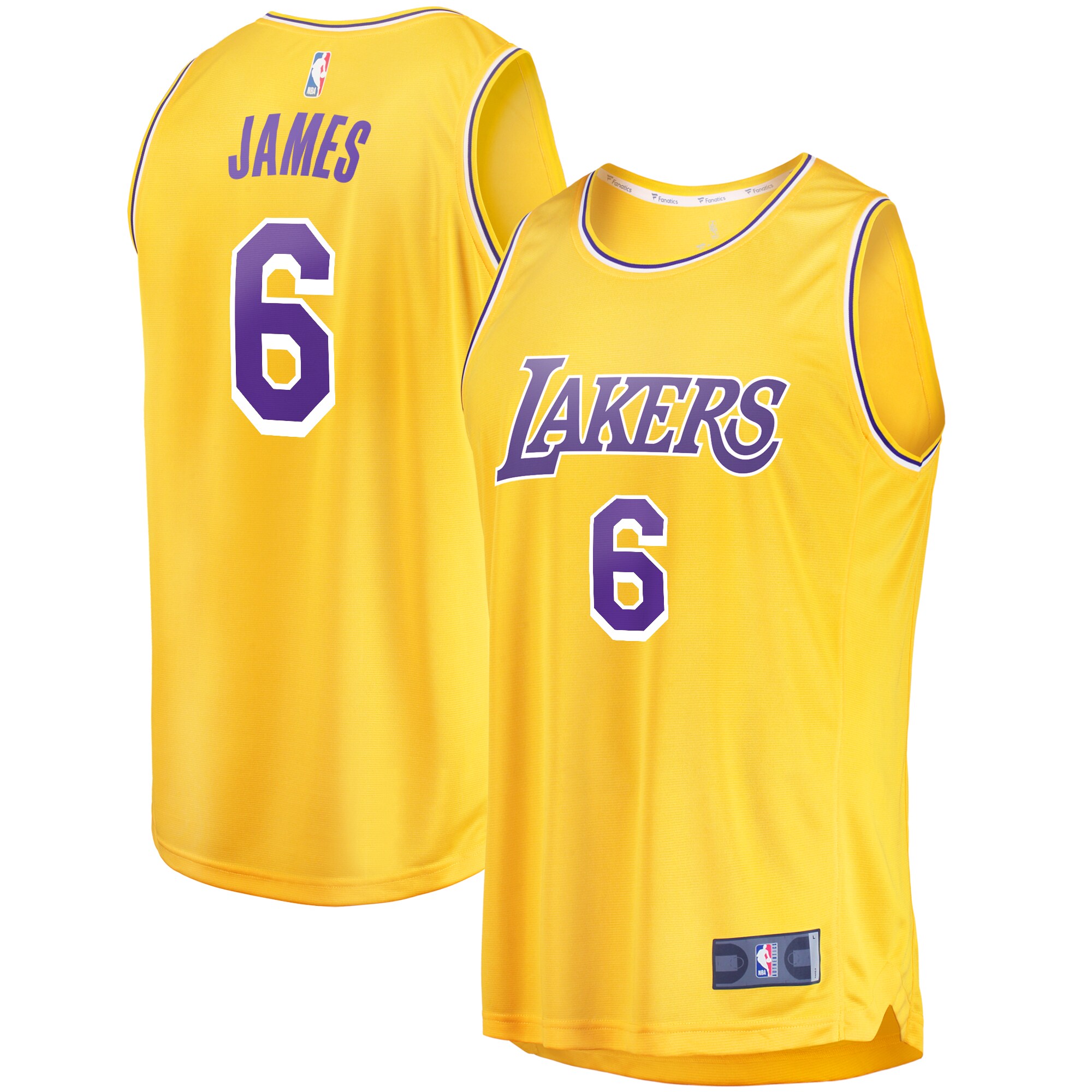 Lebron James Los Angeles Lakers Fanatics #6 Fast Break Replica Player Jersey Gold - Icon Edition