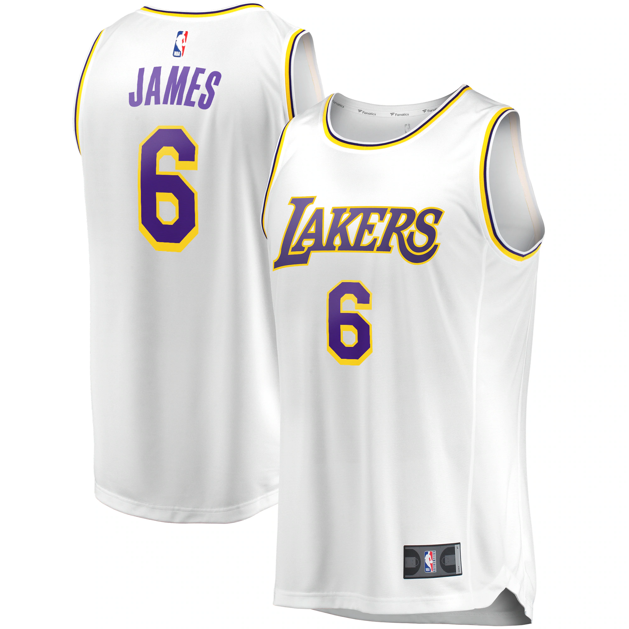 Alternative view of Lebron James Los Angeles Lakers Fanatics Branded 2021/22 #6 Fast Break Replica Player Jersey White - Association Edition
