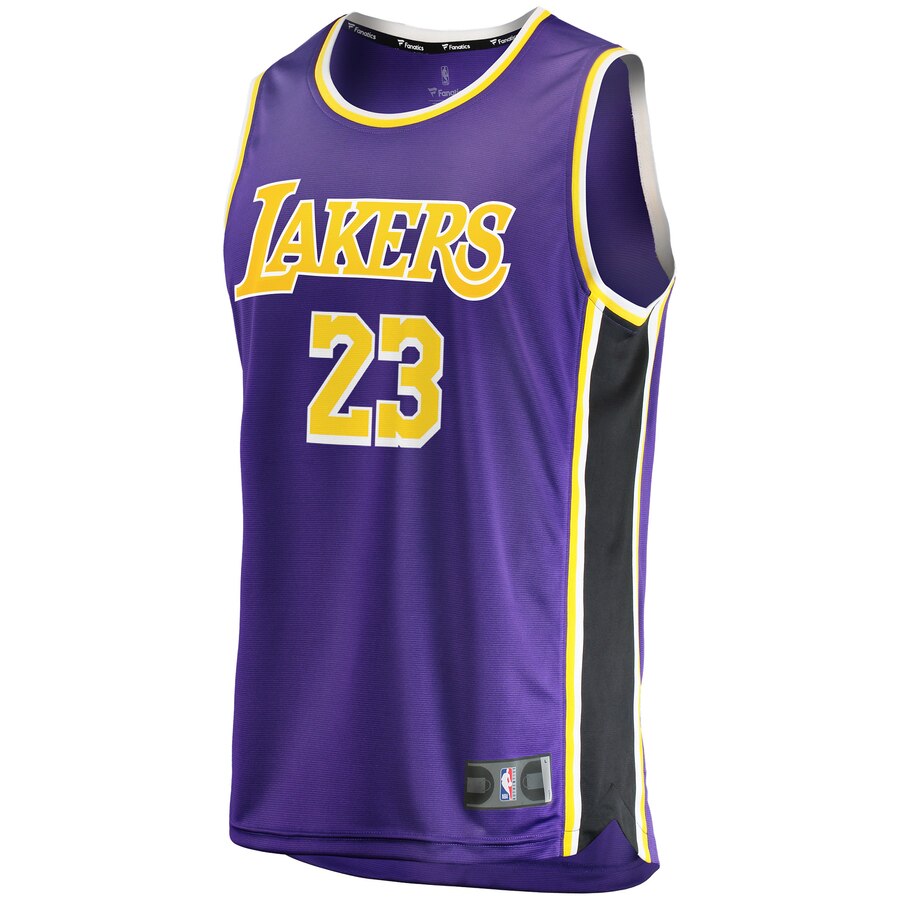 Alternative view of Lebron James Los Angeles Lakers Fanatics Branded Youth 2018/19 Fast Break Replica Jersey Purple - Statement Edition