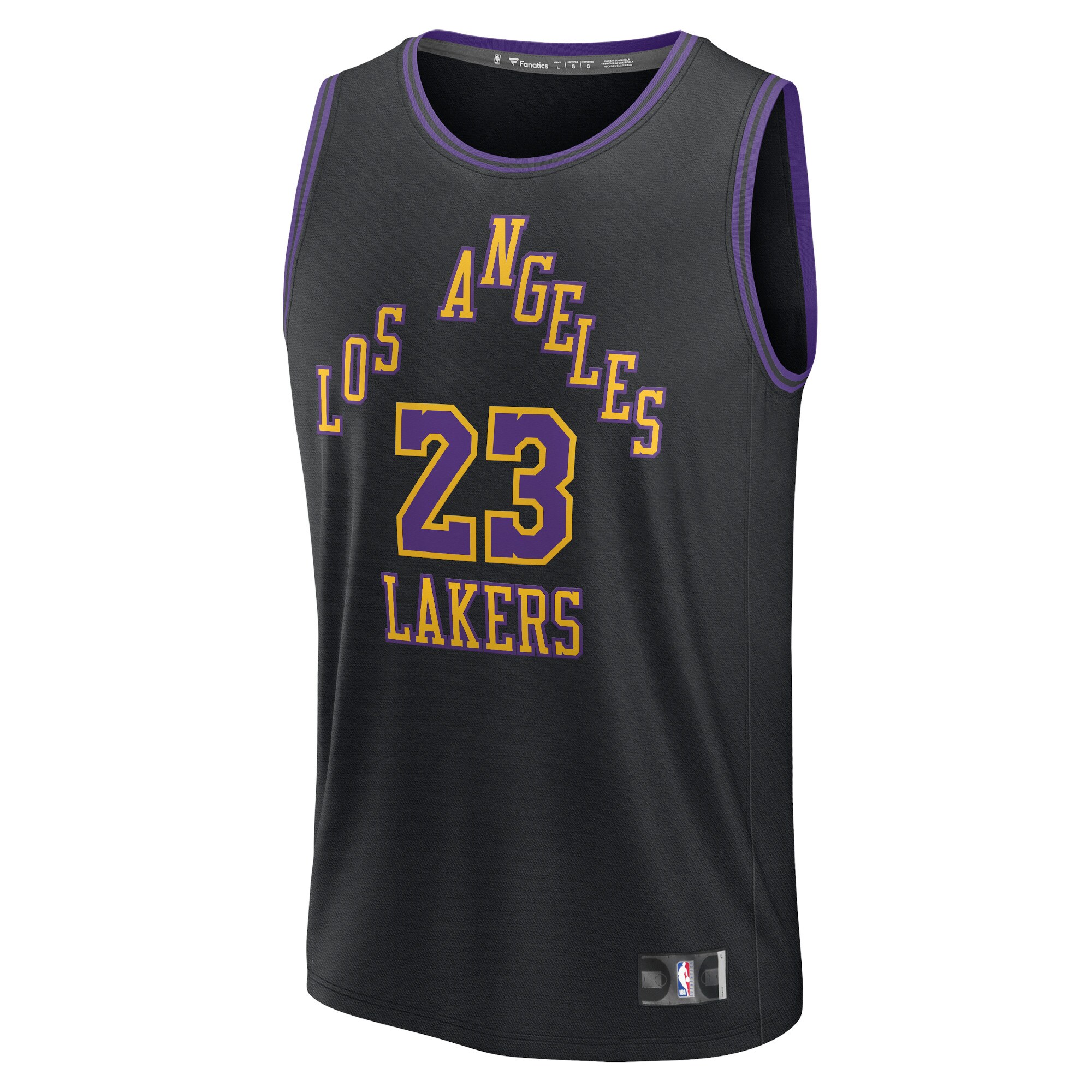 Alternative view of Lebron James Los Angeles Lakers Fanatics Fast Break Jersey - Black - City Edition