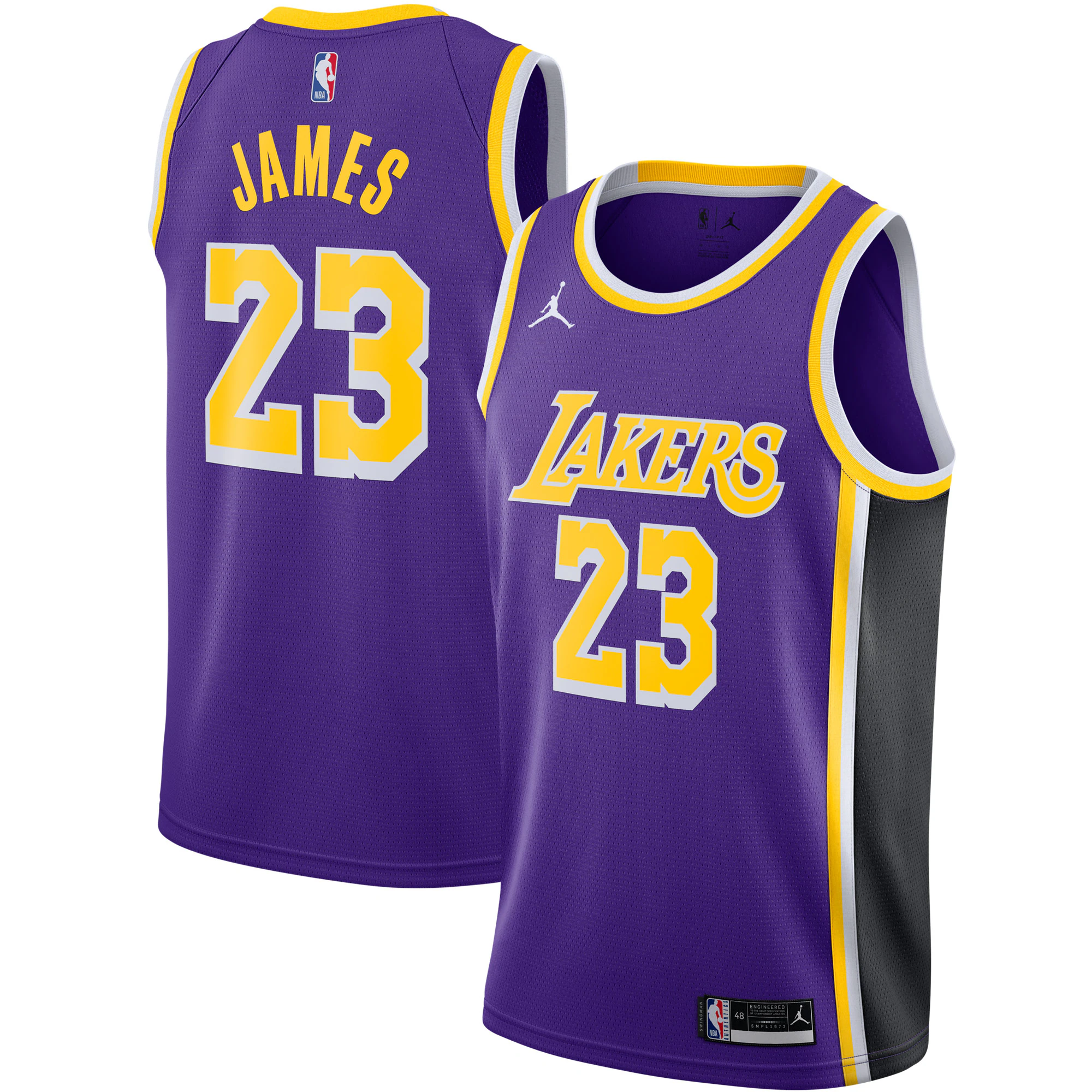Alternative view of Lebron James Los Angeles Lakers Jordan Brand 2020/21 Swingman Jersey - Statement Edition - Purple