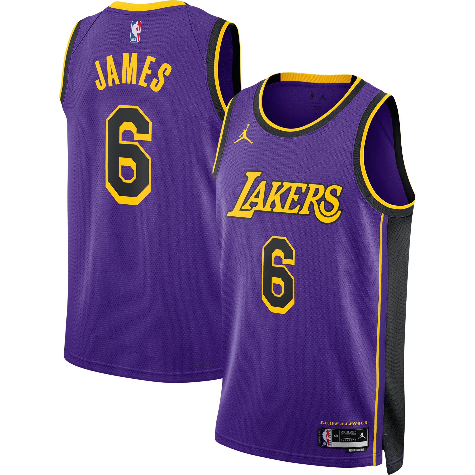 Alternative view of Lebron James Los Angeles Lakers Jordan Brand Unisex Swingman Jersey – Statement Edition – Purple