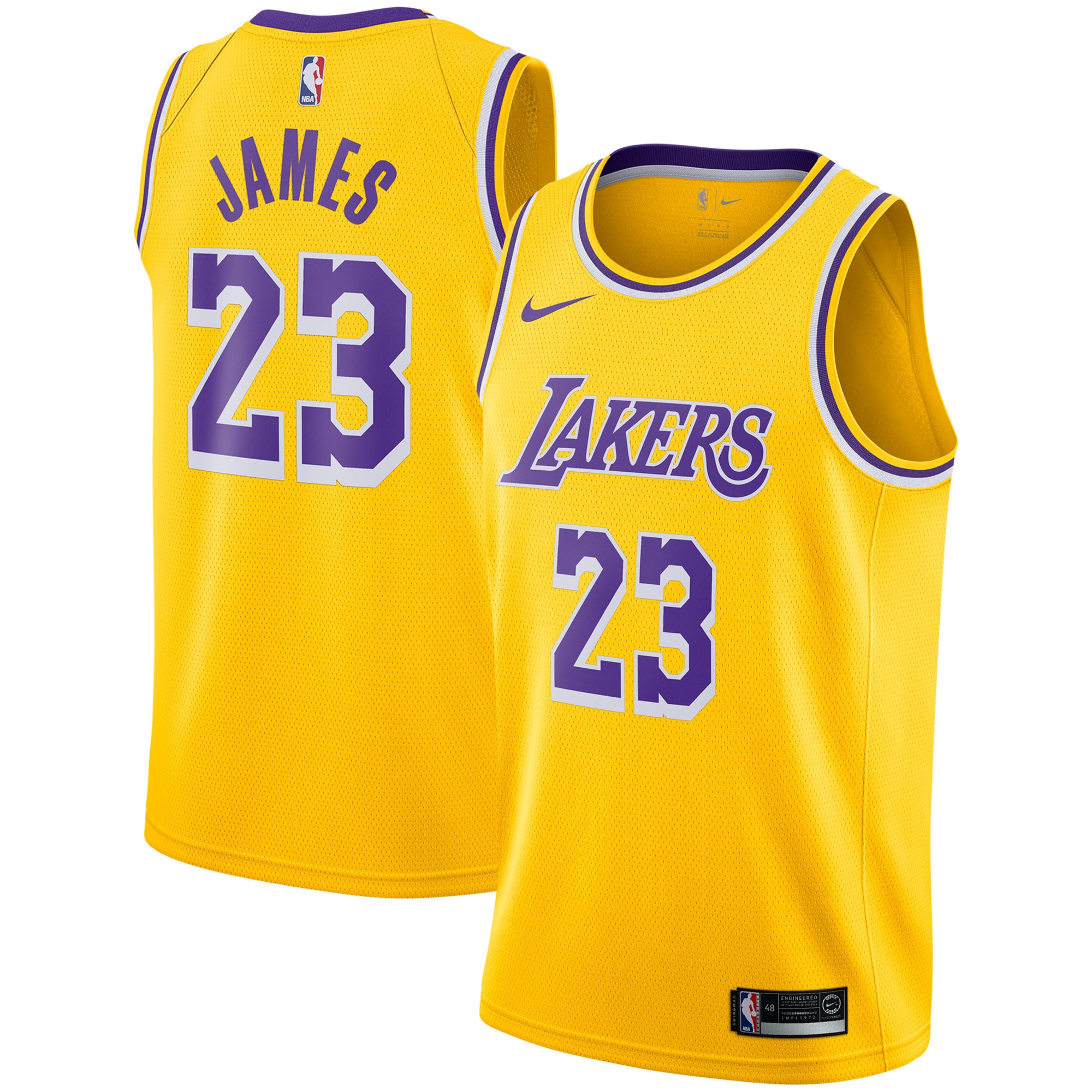 Alternative view of Lebron James Los Angeles Lakers Swingman Player Jersey Gold – Icon Edition