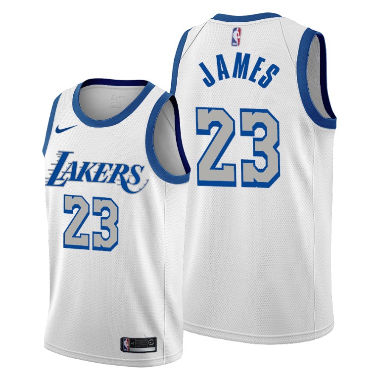 Lebron James Los Angeles Lakers White City Edition New Blue Silver Logo 2020-21 Jersey