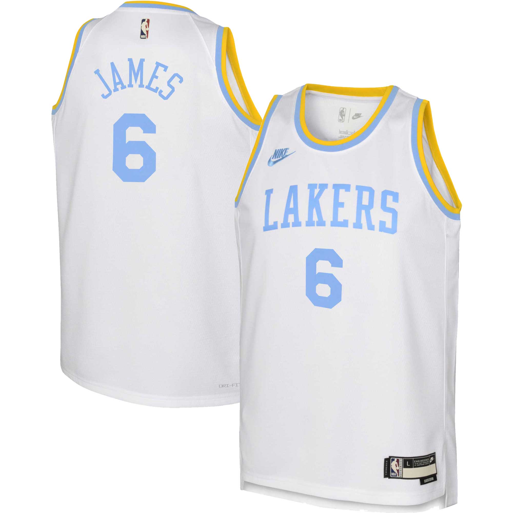 Alternative view of Lebron James Los Angeles Lakers Youth 2022/23 Swingman Jersey White - Classic Edition