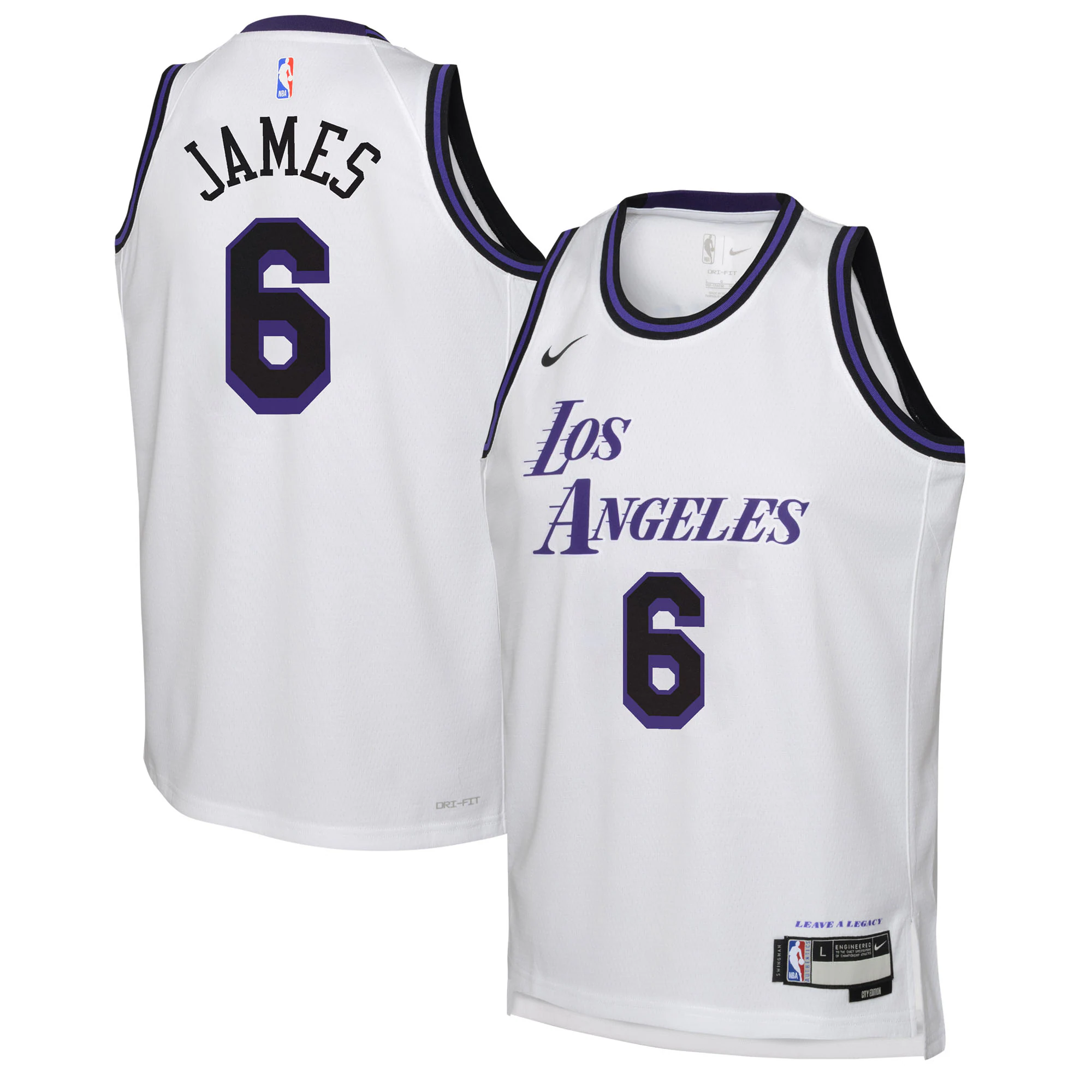 Lebron James Los Angeles Lakers Youth Swingman Jersey - City Edition - White