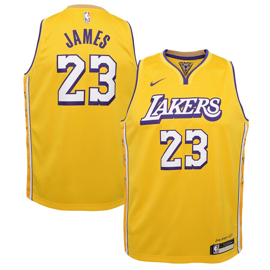 Lebron James Los Angeles Lakers Youth Swingman Jersey Yellow - City Edition