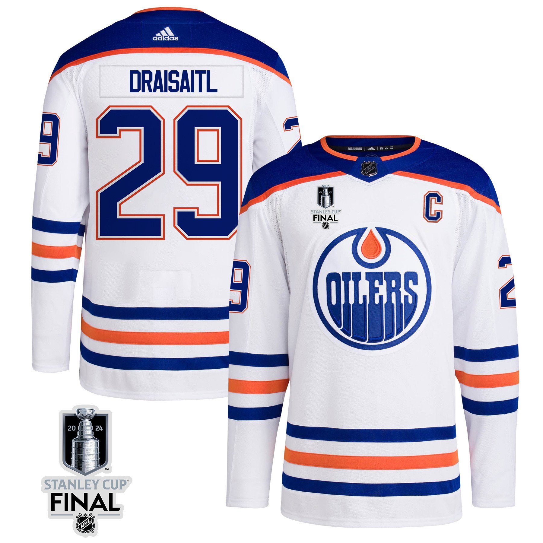 Leon Draisaitl 29 Edmonton Oilers 2024 STANLEY CUP Final Away Jersey - Men, White - JS127 