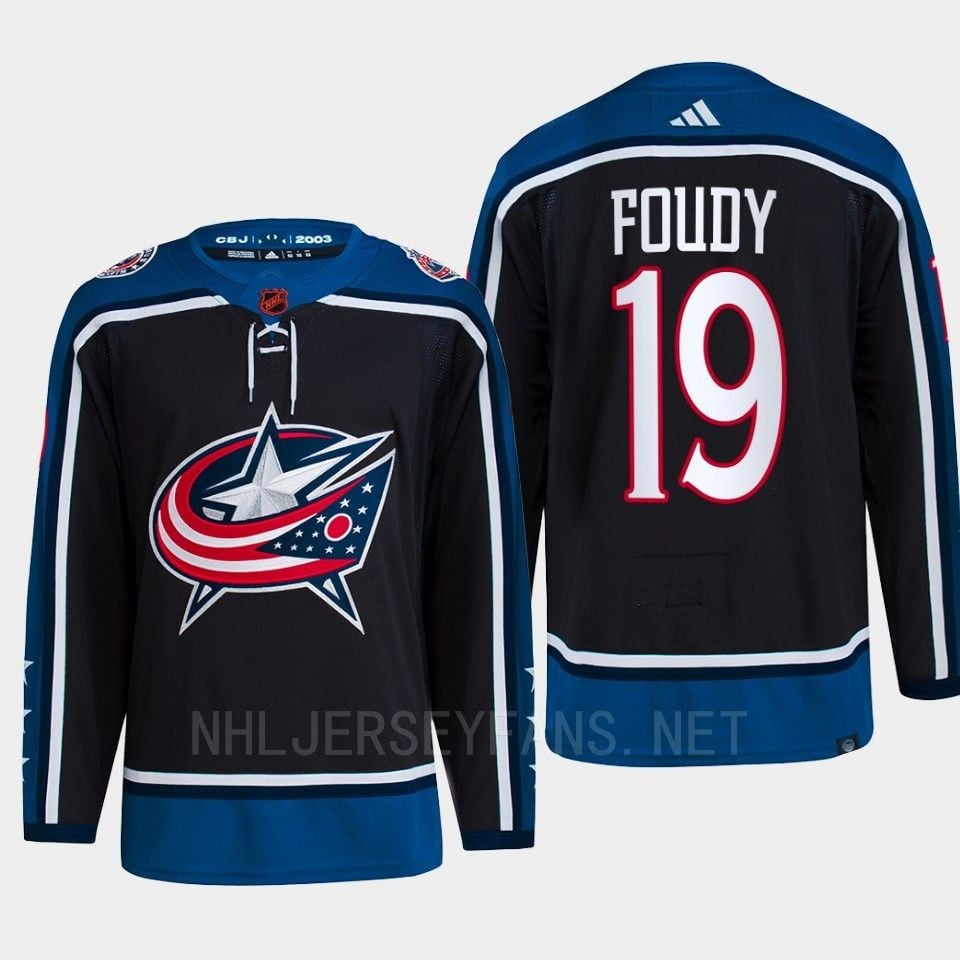 Liam Foudy 19 Reverse Retro 2.0 2022 Columbus Blue Jackets Navy Jersey Primegreen - JS374 